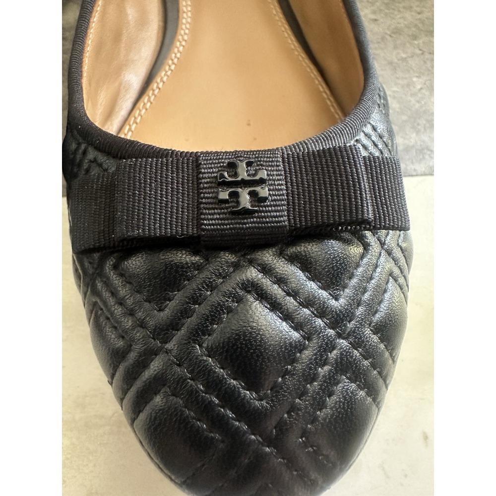 Tory Burch Marion Quilted Leather Ballet Flat, Perfect Black Size 9 $275 - Picture 3 of 12